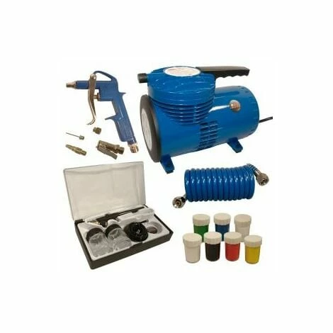 Mauk AirBrush Komplett Set Kompressor Farbpistole Mit Zubehör ölfrei 170 W 64 L/min 1 Mauk AirBrush Komplett Set Kompressor Farbpistole Mit Zubehör ölfrei 170 W 64 L/min