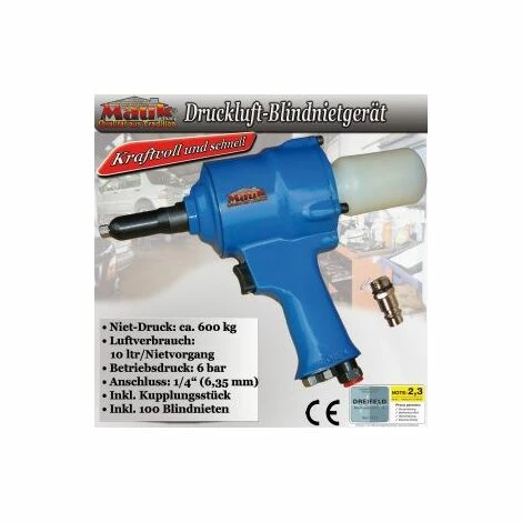 Mauk Druckluft Nietgerät Blindnietpistole Blindnietgerät Nietgrößen 2,4 - 4,8 mm 6 bar Mauk Druckluft Nietgerät Blindnietpistole Blindnietgerät Nietgrößen 2,4 - 4,8 Mm 6 Bar -MAUK shop 11693561 4