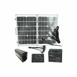 Mauk High Tech Solar Set 50 W Mit Stromumwandler Solarpanel Batterie Laderegler Und 4 LED Leuchten