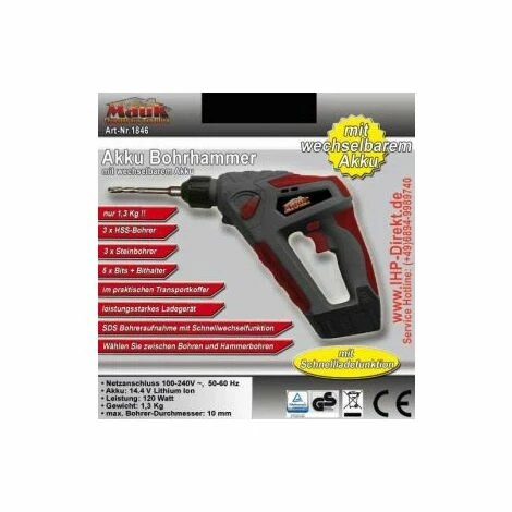 Mauk Akku Bohrhammer mit wechselbarem Akku und Fast Charge 14,4 V Li-ion mit Zubehör Mauk Akku Bohrhammer Mit Wechselbarem Akku Und Fast Charge 14,4 V Li-ion Mit Zubehör -MAUK shop 11693816 5