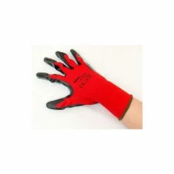 Mauk Handschuhe Arbeitshandschuhe Schutzhandschuhe Polyester Rot, Schwarz Nitril Beschichtet Größe 10" 12 Paar